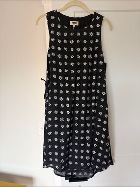 FRNCH Black Sleeveless Floral Midi Dress with back cutout